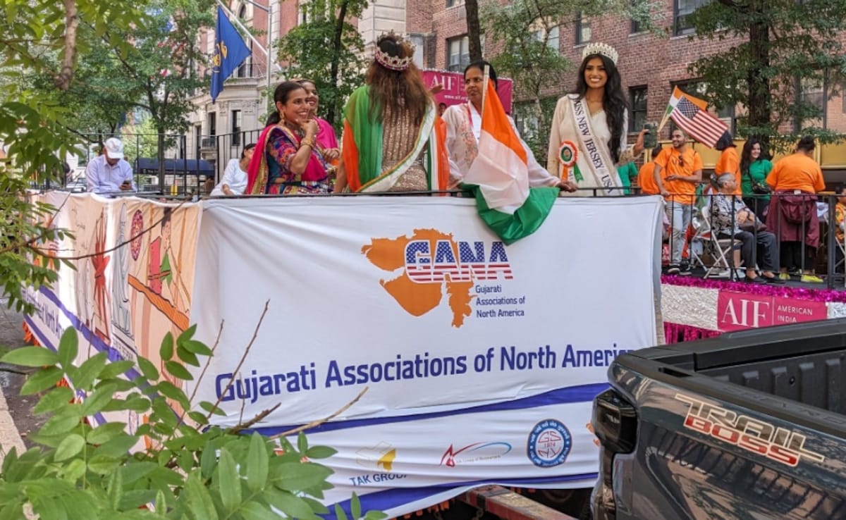 Newly crowned Miss New Jersey, Hobokens Jabili Kandula participated in the India Day Parade. She was a part of the Gujarati float