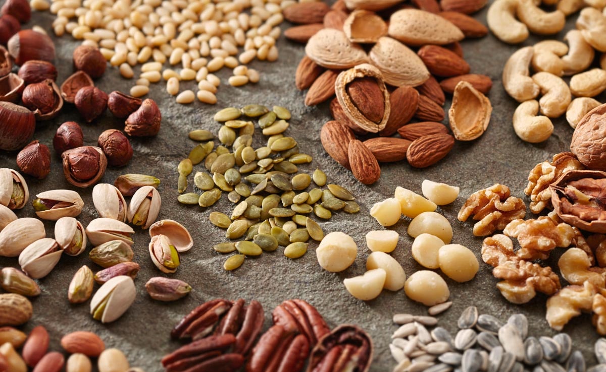 Include nuts and seeds in your diet to increase your fibre intake.