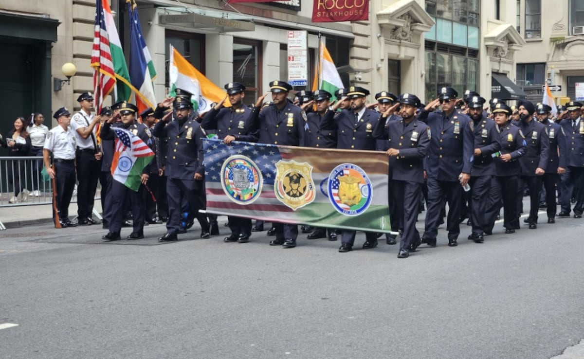 NYPD auxiliaries marched in the India Independence Day Parade