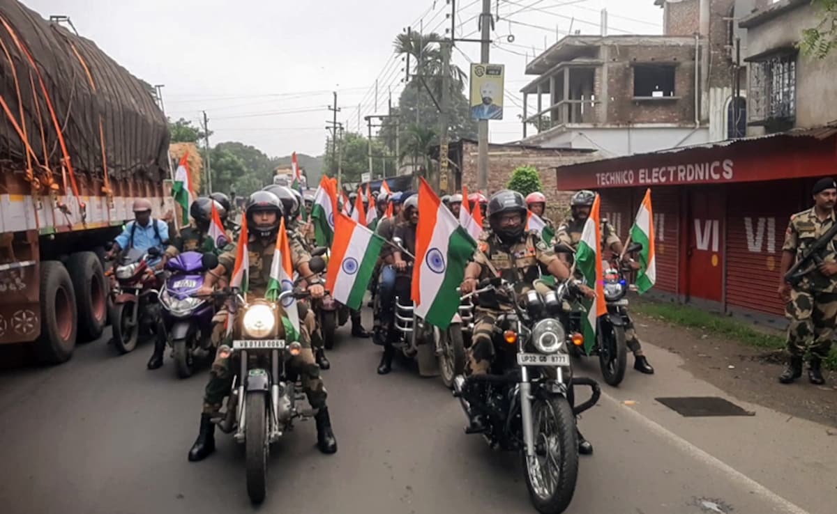 organizes Har Ghar Tiranga bike rally ahead of the 78th Independence Day, in Nadia