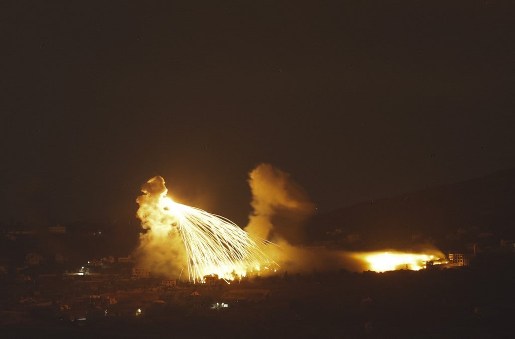 A fire following Israeli bombardment on an area of south Lebanon.